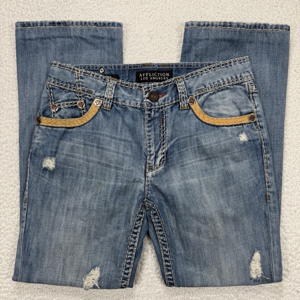 VTG Affliction Cooper Bootcut Jeans Men's 34x32 (Actual 34x30.5) Streetwear Y2K